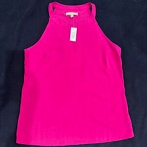 NEW WITH TAGS!  Gorgeous deep pink Banana Republic v-neck halter tank, Small